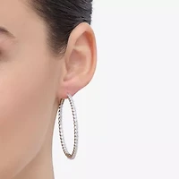 Diamonart Womens Cubic Zirconia Sterling Silver 50mm Round Hoop Earrings