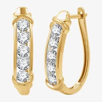 Womens 1 1/2 CT. T.W. Lab Grown White Diamond 14K Gold Over Silver Sterling Silver 23.8mm Hoop Earrings