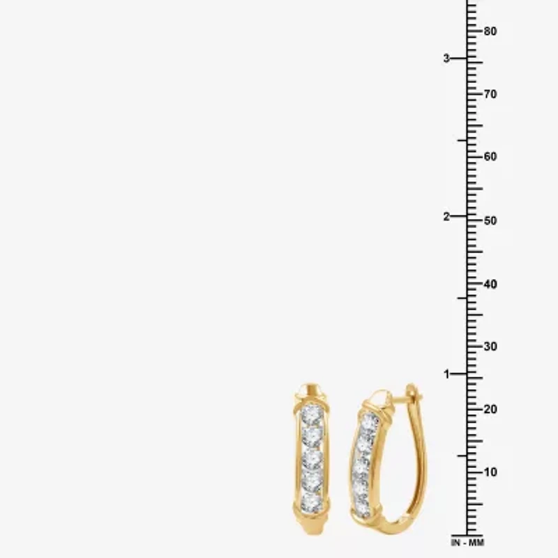 Womens 1 1/2 CT. T.W. Lab Grown White Diamond 14K Gold Over Silver Sterling Silver 23.8mm Hoop Earrings