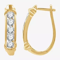 Womens 1 1/2 CT. T.W. Lab Grown White Diamond 14K Gold Over Silver Sterling Silver 23.8mm Hoop Earrings