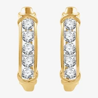 Womens 1 1/2 CT. T.W. Lab Grown White Diamond 14K Gold Over Silver Sterling Silver 23.8mm Hoop Earrings