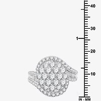 Diamond Blossom Womens 2 CT. T.W. Lab Grown White Sterling Silver Cluster Cocktail Ring