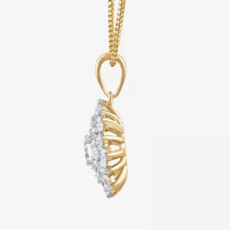 (H / I1-I2) Womens 1/2 CT. T.W. Lab Grown White Diamond 14K Gold Over Silver 18 Inch Pendant Necklace