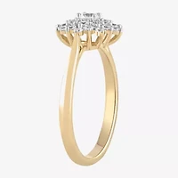 (H / I1-I2) Womens 1/2 CT. T.W. Lab Grown White Diamond 14K Gold Over Silver Cluster Cocktail Ring