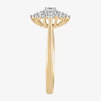 (H / I1-I2) Womens 1/2 CT. T.W. Lab Grown White Diamond 14K Gold Over Silver Cluster Cocktail Ring