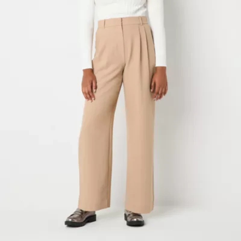 by&by Womens Juniors Wide Leg High Rise Trouser