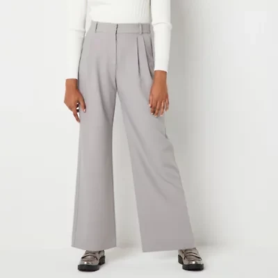 by&by Womens Juniors Wide Leg High Rise Trouser