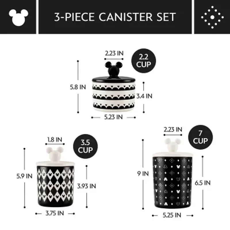 Disney Home Monochrome 3-pc. Jar Set