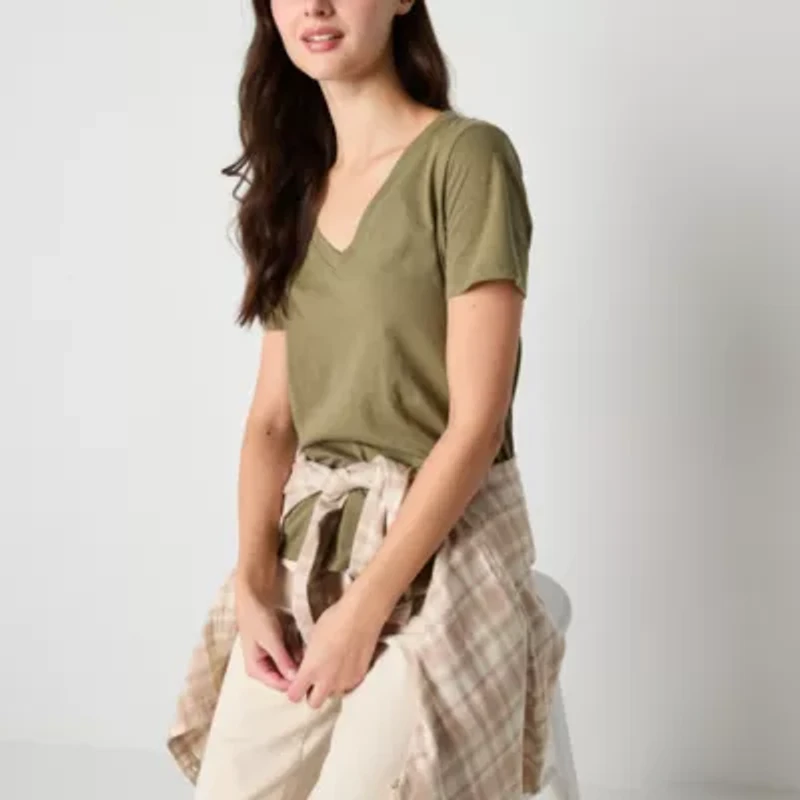 a.n.a Womens V Neck Short Sleeve T-Shirt