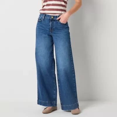 a.n.a Womens High Rise Easy-on + Easy-off Wide Leg Jean