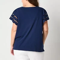 St. John's Bay Womens Crew Neck Short Sleeve Plus T-Shirt