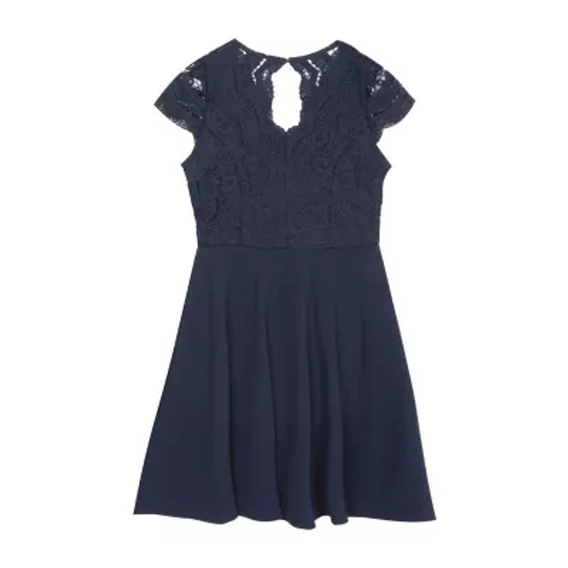 Rare Editions Big Kid Girls Short Sleeve Cap Skater Dress