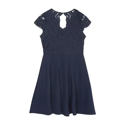 Rare Editions Big Kid Girls Short Sleeve Cap Skater Dress