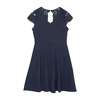 Rare Editions Big Kid Girls Short Sleeve Cap Skater Dress