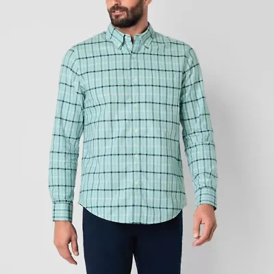 St. John's Bay Performance Oxford Mens Long Sleeve Slim Fit Button-Down Shirt
