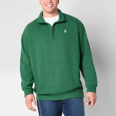 U.S. Polo Assn. Mens Mock Neck Long Sleeve Big and Tall Quarter-Zip Pullover