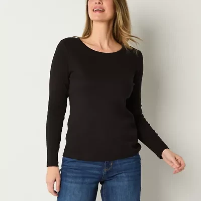 St. John's Bay Womens Crew Neck Long Sleeve T-Shirt