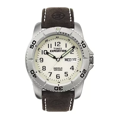 Timex® Expedition® Elevated Mens Brown Leather Strap Watch T466819J
