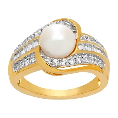 Womens White Cultured Freshwater Pearl 14K Gold Over Silver Cocktail Ring