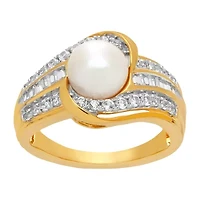 Womens White Cultured Freshwater Pearl 14K Gold Over Silver Cocktail Ring