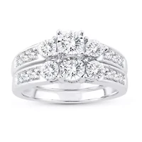 Womens 5/8 CT. T.W. Natural White Diamond 10K White Gold Round Bridal Set