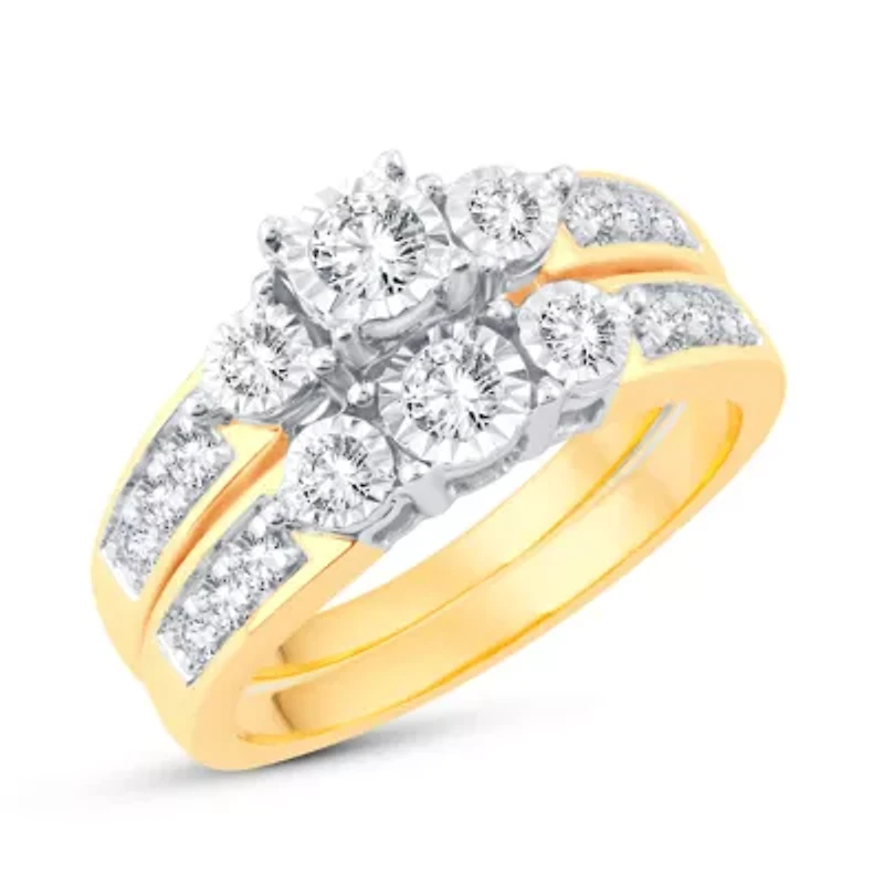 Womens / CT. T.W. Natural White Diamond 10K Gold Round Bridal Set