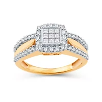 Womens 1/2 CT. T.W. Natural White Diamond 10K Gold Cushion Engagement Ring