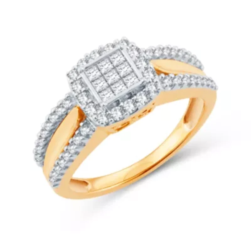 Womens 1/2 CT. T.W. Natural White Diamond 10K Gold Cushion Engagement Ring