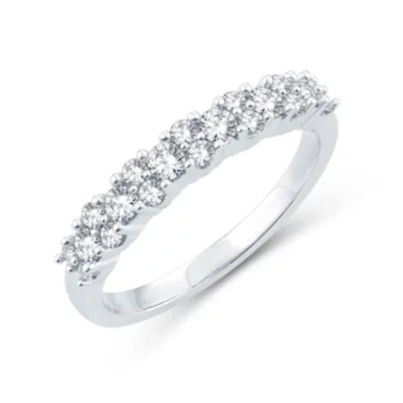 Womens 1/2 CT. T.W. Natural White Diamond 10K White Gold Wedding Band