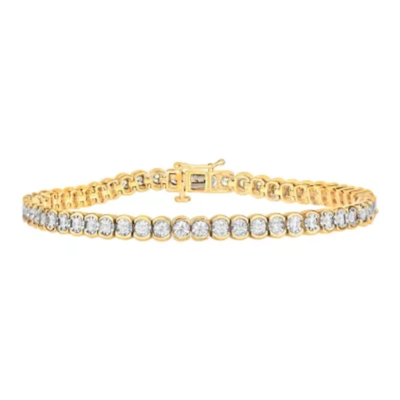 2 CT. T.W. Genuine White Diamond 10K Two Tone Gold Tennis Bracelet
