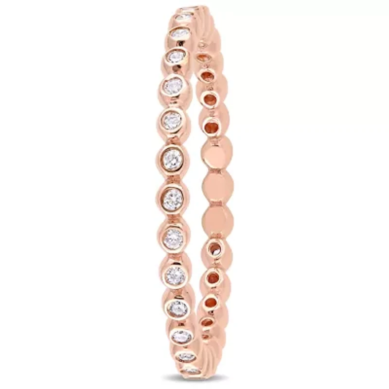 Womens 1/4 CT. T.W. Natural White Diamond 10K Rose Gold Eternity Wedding Band
