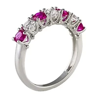 Gemstone & Lab-Created White Sapphire Sterling Silver Band