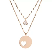 Sparkle Allure You & Me Mother And Daughter 2-pc. Cubic Zirconia 18K Rose Gold Over Brass 16 Inch Link Necklace Set