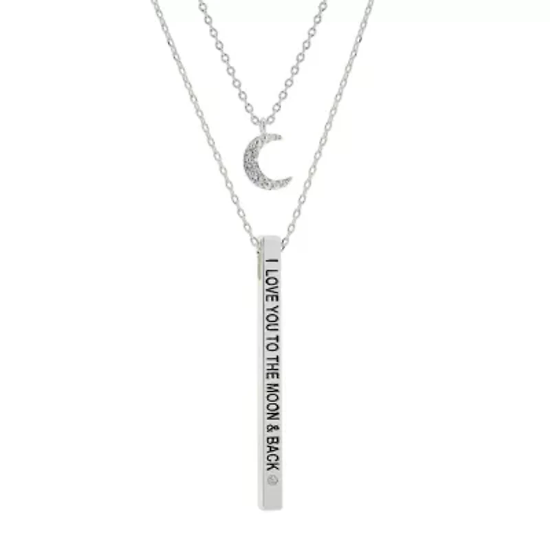 Sparkle Allure Womens Cubic Zirconia Bar Moon 2-pc. Necklace Set