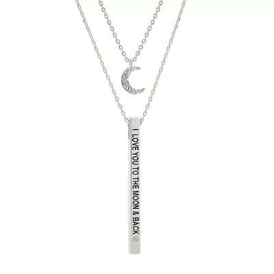 Sparkle Allure Womens Cubic Zirconia Bar Moon 2-pc. Necklace Set