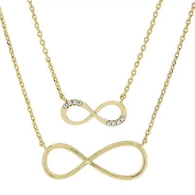 Sparkle Allure You & Me Mother And Daughter 2-pc. Cubic Zirconia 14K Gold Over Brass 16 Inch Link Necklace Set