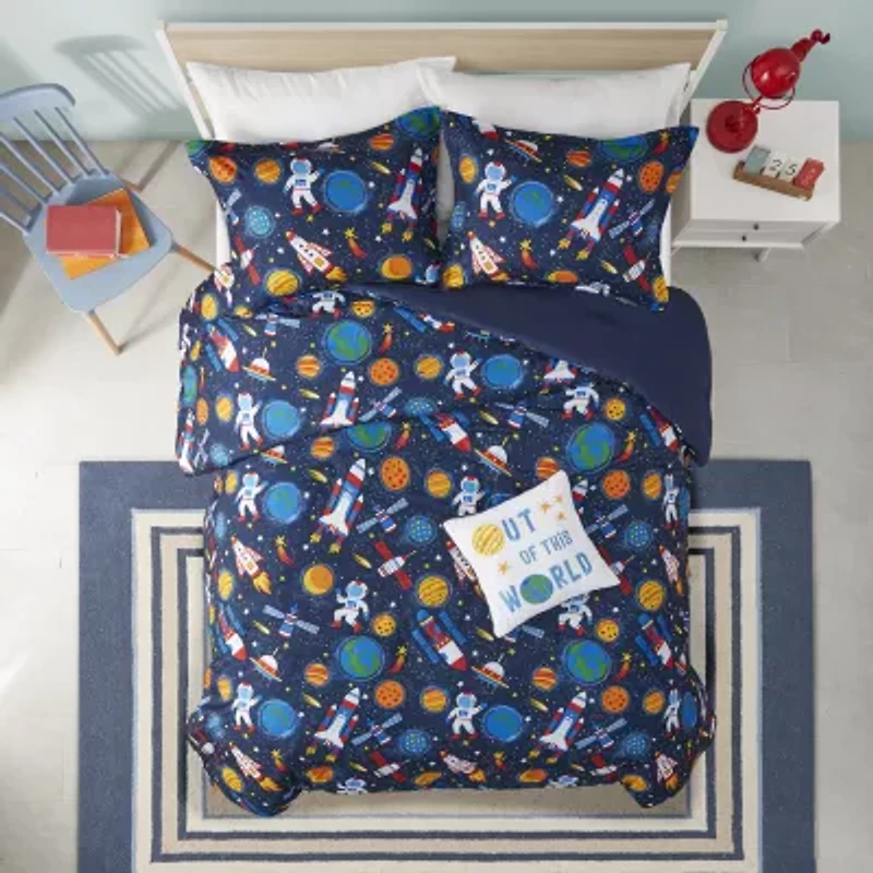 Intelligent Design Kids Conner Transportation Comforter Set with decorative pillow