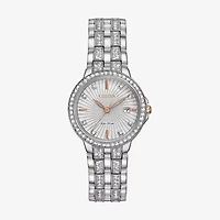 Citizen Silhouette Crystal Womens Crystal Accent Silver Tone Stainless Steel Bracelet Watch Ew2340-58a