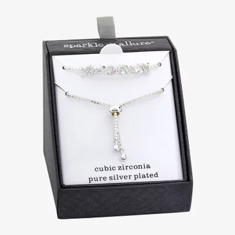 Sparkle Allure Womens Cubic Zirconia Bolo Bracelet