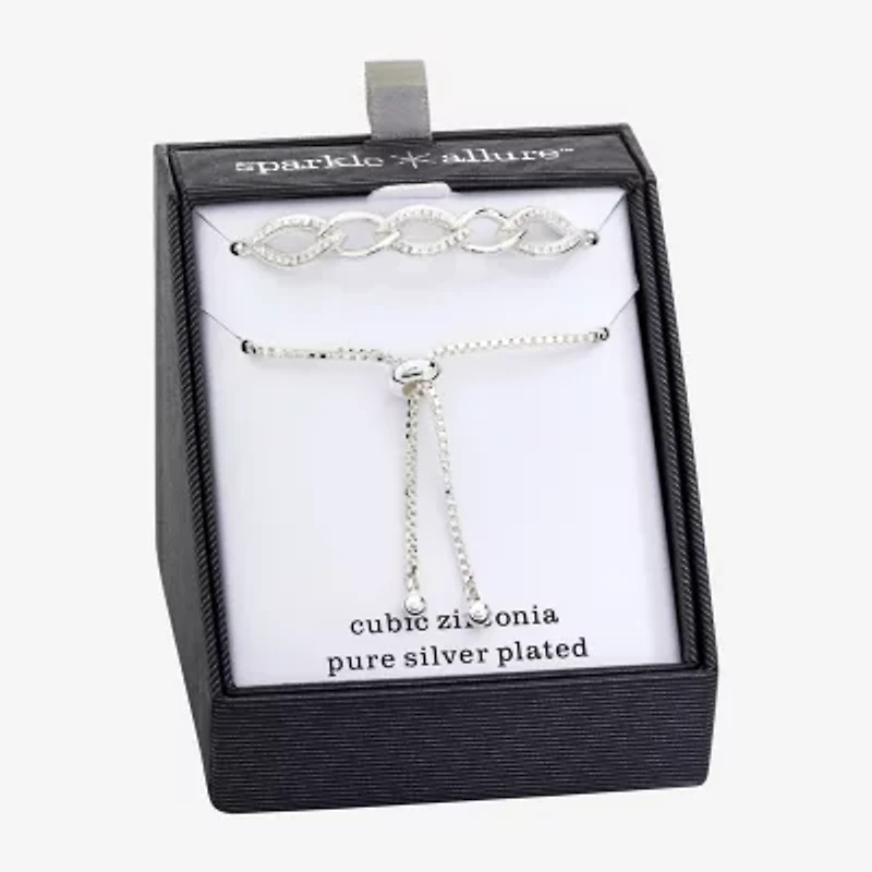 Sparkle Allure Womens Cubic Zirconia Bolo Bracelet