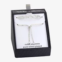 Sparkle Allure Womens Cubic Zirconia Bolo Bracelet
