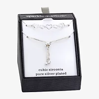 Sparkle Allure Womens Cubic Zirconia Heart Bolo Bracelet