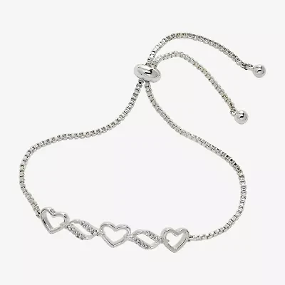 Sparkle Allure Womens Cubic Zirconia Heart Bolo Bracelet