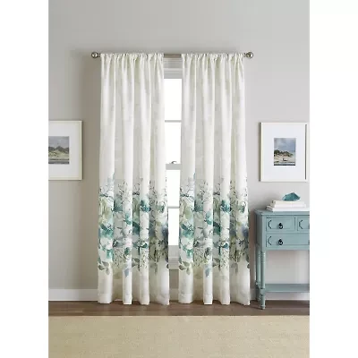 CHF Watercolor Floral Rod Pocket Light-Filtering Single Curtain Panel