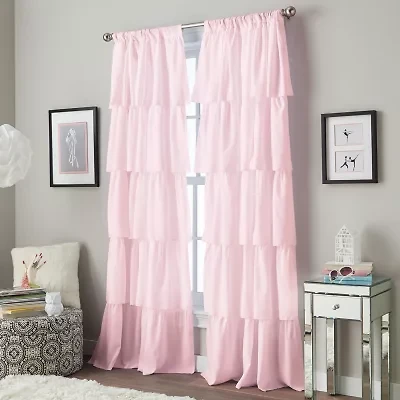 CHF Flounced Rod Pocket Light-Filtering Single Curtain Panel