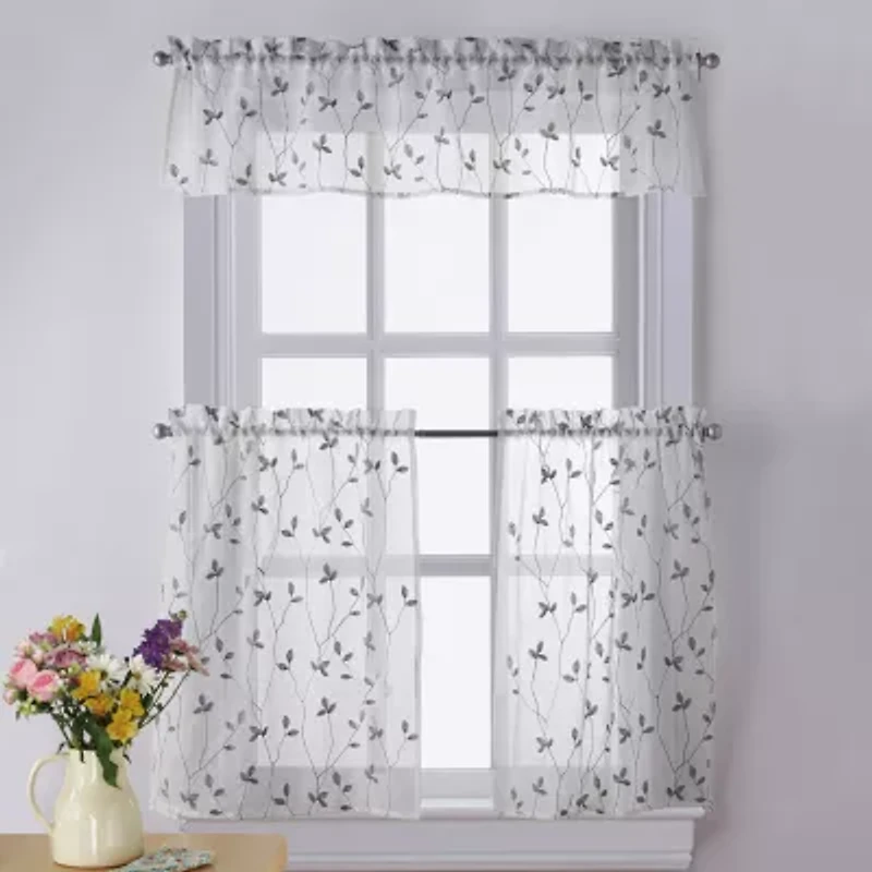 CHF Botanical Embroidery Rod Pocket Tailored Valance