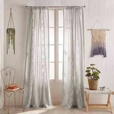 CHF Cut Geo Rod Pocket Light-Filtering Set of 2 Curtain Panel
