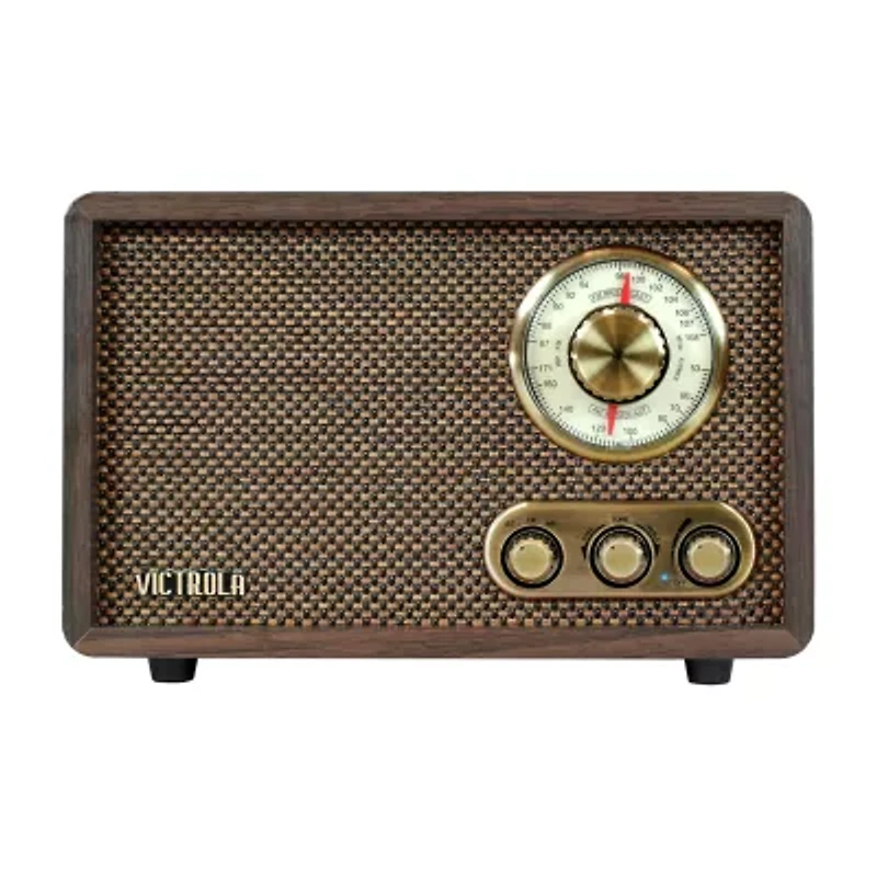 Victrola VRS-2800 Retro Wood Bluetooth AM/FM Radio with Rotary Dial