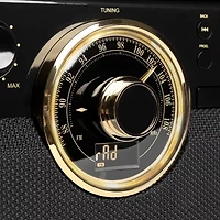 Victrola VTA-270B 6-in-1 Wood Bluetooth Mid-Century Record Player with 3-Speed Turntable, CD, Cassette and Radio