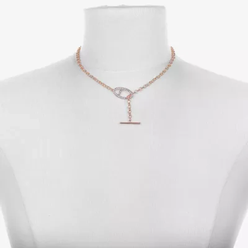 Bijoux Bar Pave Toggle Womens 16 Inch Link Chain Necklace